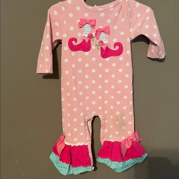 Ricrac & Ruffles Other - Charming Pink Polka Dot Kids Romper with Bows A5